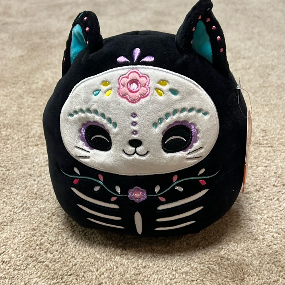 8” Day of the Dead sugar skull cat squishmallow